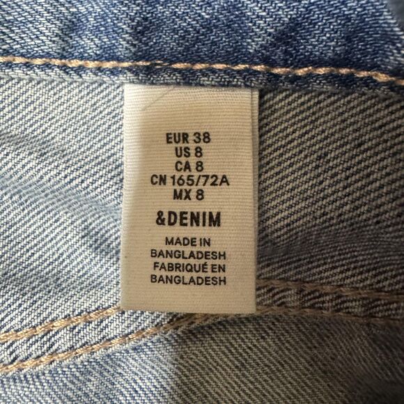 H&M &Denim Skirt Womens 8 Blue Distressed Raw Hem Frayed Button Fly Casual - Picture 5 of 11